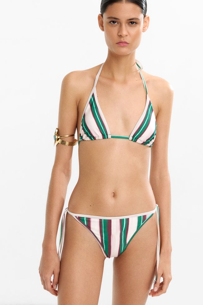 Top bikini rayas.