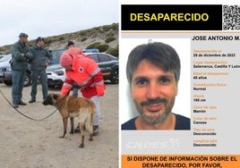 Una de las búsquedas realizadas en la sierra salmantina y, a la derecha, José Antonio Martínez.