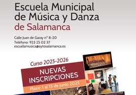 Abierto el plazo de matriculación desde el domingo en la Escuela Municipal de Música y Danza de Salamanca